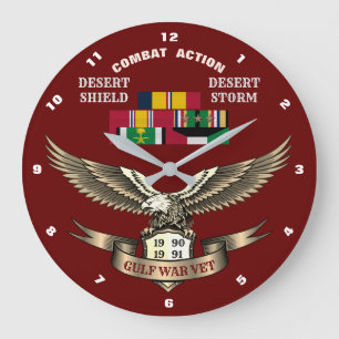 3 CAMPAIGN STARS PERSIAN GULF WAR VETERANS LARGE CLOCK