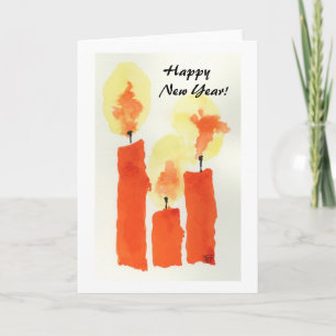3 Candles. Happy New Year! Holiday Card
