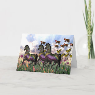 3 Carousel Horses Greeting Card