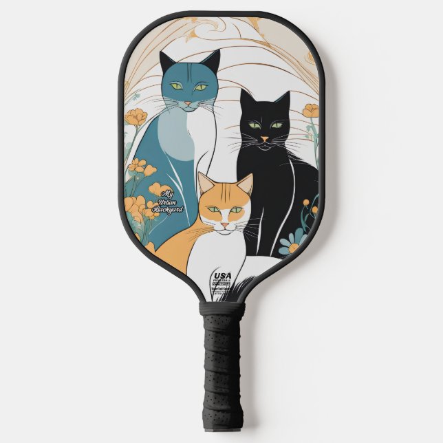 3 Cats Personalised Pickleball Paddle (Front)