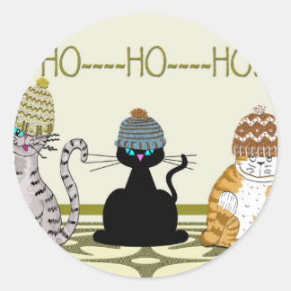 3 Cats With Hats Christmas Classic Round Sticker