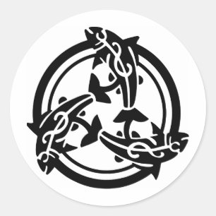 3 Celtic Tribal Fish Tattoo Classic Round Sticker