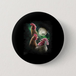 3 Chicken Moon Wolf Chickens Howling Wolves 6 Cm Round Badge