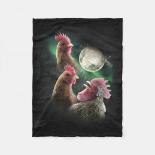3 Chicken Moon Wolf Chickens Howling Wolves Fleece Blanket