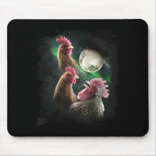 3 Chicken Moon Wolf Chickens Howling Wolves Mouse Mat