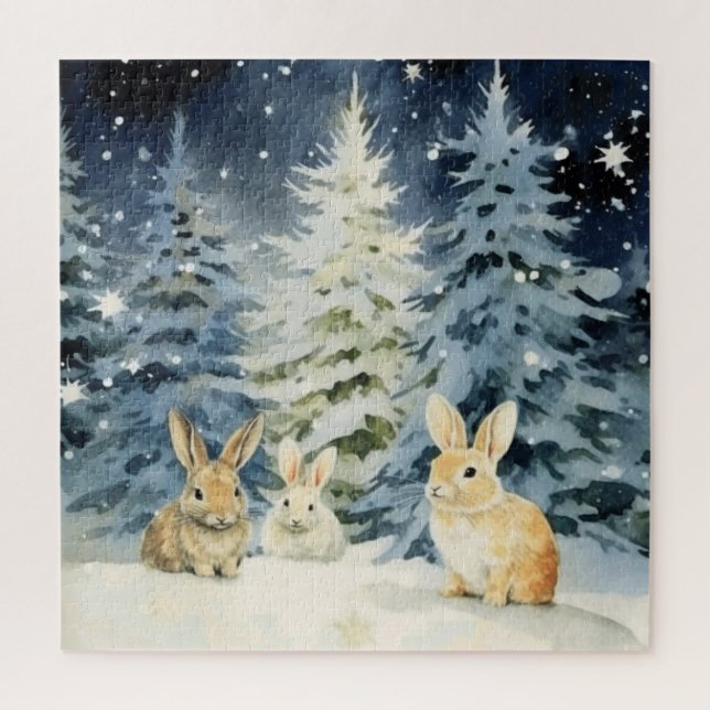 3 Christmas bunnies Jigsaw Puzzle (Vertical)