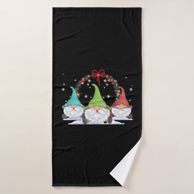 3 Christmas Gnomes Bath Towel (Bath Towel)