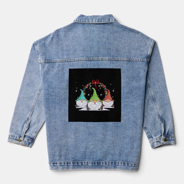 3 Christmas Gnomes Denim Jacket (Back)