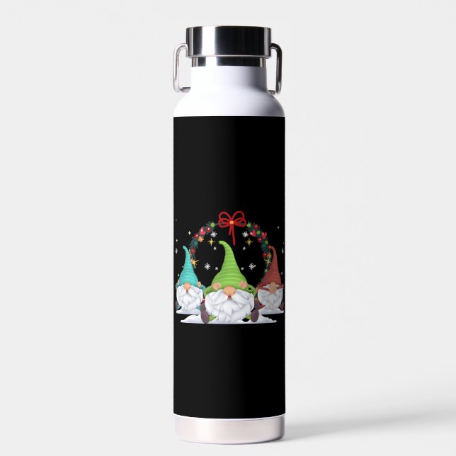 3 Christmas Gnomes Water Bottle (Front)