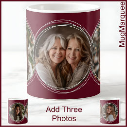3 Christmas Photos Collage Maroon C31 Mum Mother Coffee Mug