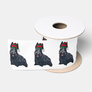 3" Christmas  Ribbon of Scottish Terrier Satin Ribbon