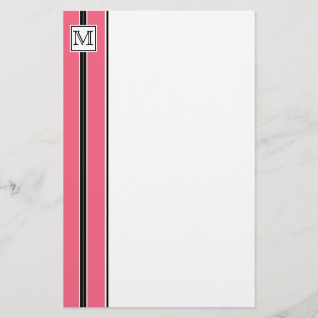(3) Classic Monogram Striped Stationery (Front)