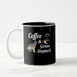 3 Coffee And German Shepherd Two-Tone Coffee Mug