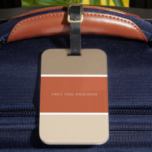 3 Colour Block Brown Terracotta Beige Luggage Tag