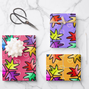 3 colour Kids wrapping paper- heartstopper leaves  Wrapping Paper Sheet