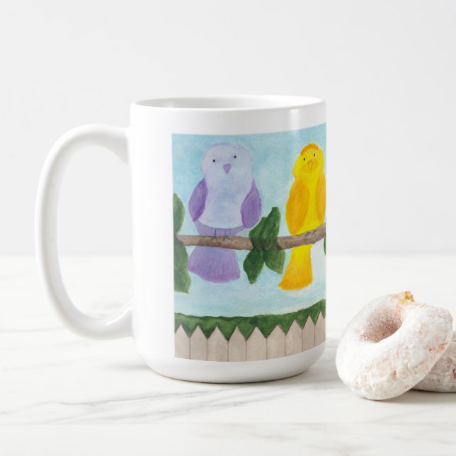 3 Colourful Birds Coffee Mug (With Donut)