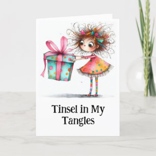 **  3 Colourful Whimsical Christmas Girl Gift AP97 Thank You Card