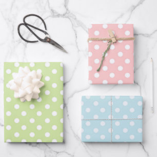 3 Colours Dotty - Baby Showers, Bridal Showers Wrapping Paper Sheet