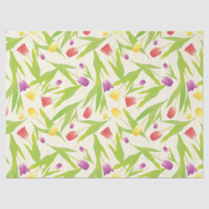 3 Colours Tulips Illustration Seamless Pattern Tissue Paper