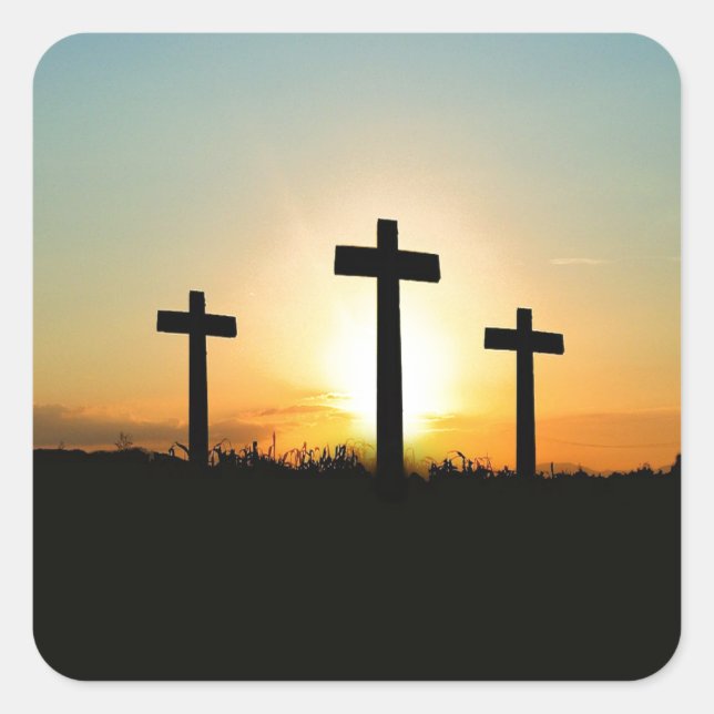 3 Crosses Square Sticker (Front)