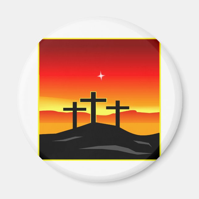 3 Crosses Sunset Magnet (Front)