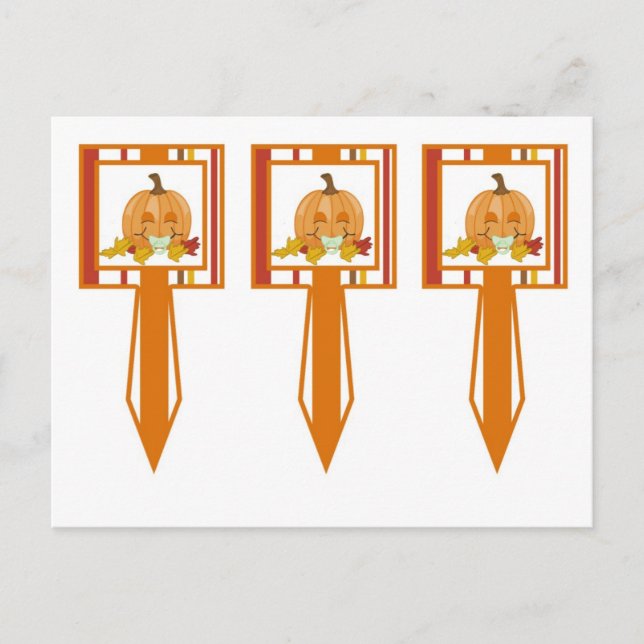 3 Cup Cake Picks Autumn Fall Pumpkin Baby Postcard (Front)