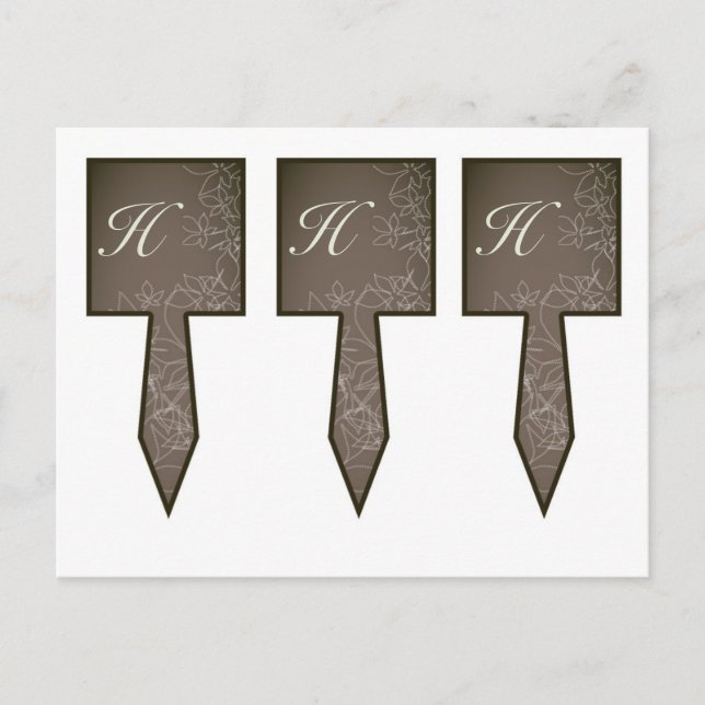 3 Cup Cake Picks Autumn Floral Fall Grey Gunmetal Postcard (Front)