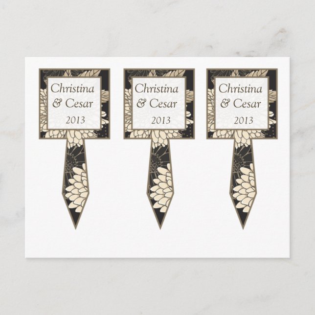 3 Cup Cake Picks Black Cream Daisies/Carnation Lea Postcard (Front)