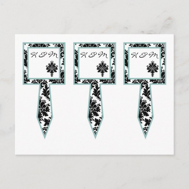 3 Cup Cake Picks Black Damask Lace Print Postcard (Front)