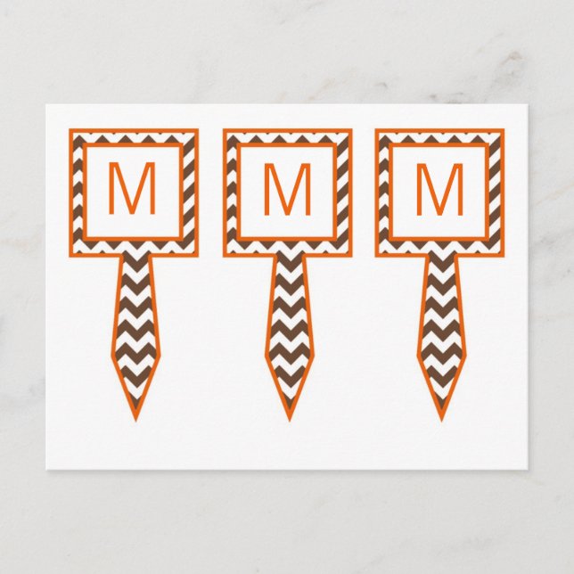 3 Cup Cake Picks Brown Orange Chevron Name Focus Postcard (Front)