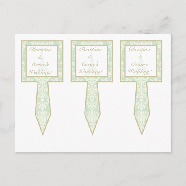 3 Cup Cake Picks Damask Paris Postcard (Front)