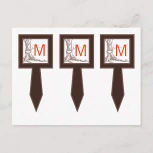 3 Cup Cake Picks Fall Tree Initial Carvings Autumn Postcard