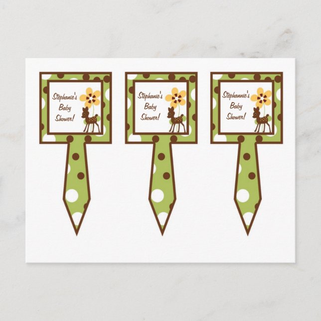 3 Cup Cake Picks Forest Friends Deer Invitation Postcard (Front)