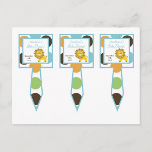 3 Cup Cake Picks Jungle King Lion Safari Zoo Anima Invitation Postcard