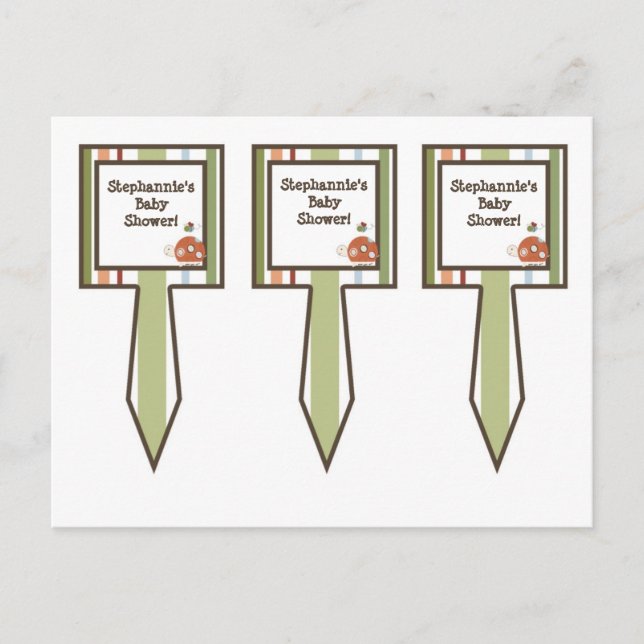 3 Cup Cake Picks Laguna Beach Turtle Frog Pond Invitation Postcard (Front)