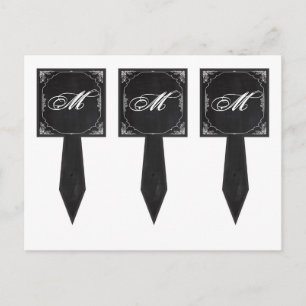 3 Cup Cake Picks Modern Chalkboard Vintage Victori Postcard