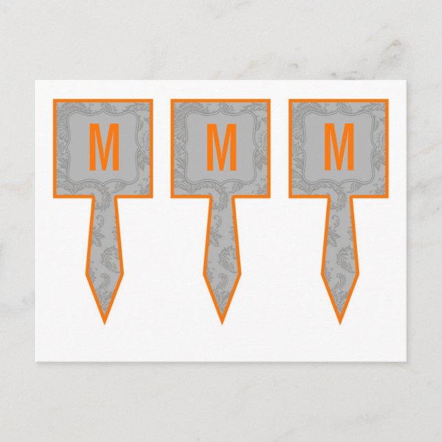 3 Cup Cake Picks Modern Grey Damask Lace Print Postcard (Front)