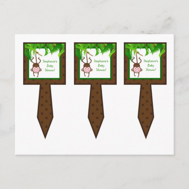 3 Cup Cake Picks Monkey Swing Jungle Safari Animal Invitation Postcard (Front)