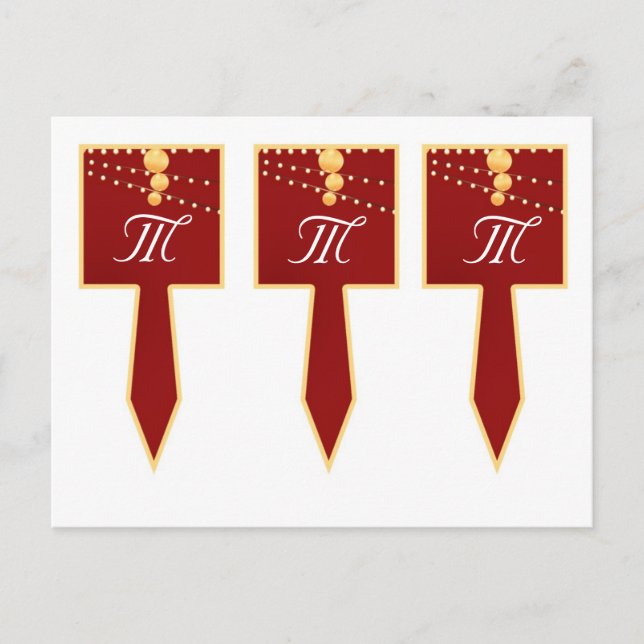 3 Cup Cake Picks Paper Lanterns on Red Chineese Postcard (Front)