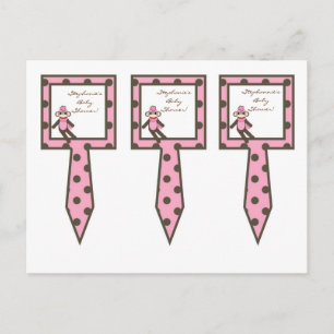 3 Cup Cake Picks Pink Sock Monkey Invitation Postcard