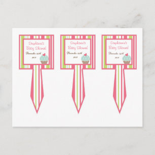 3 Cup Cake Picks Tea Party Pink Pastel Flowers Postcard