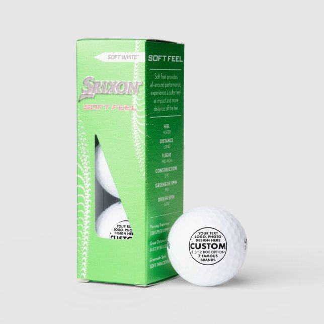3 Custom Personalised Srixon Soft Feel Golf Balls (Packaging)