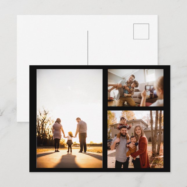 3 Custom Photo Collage Personalised Holiday Postcard (Front/Back)