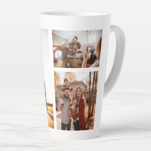 3 Custom Photo Collage Personalised Latte Mug (Right Angle)