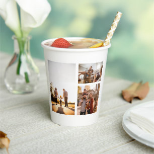 3 Custom Photo Collage Personalised Paper Cups