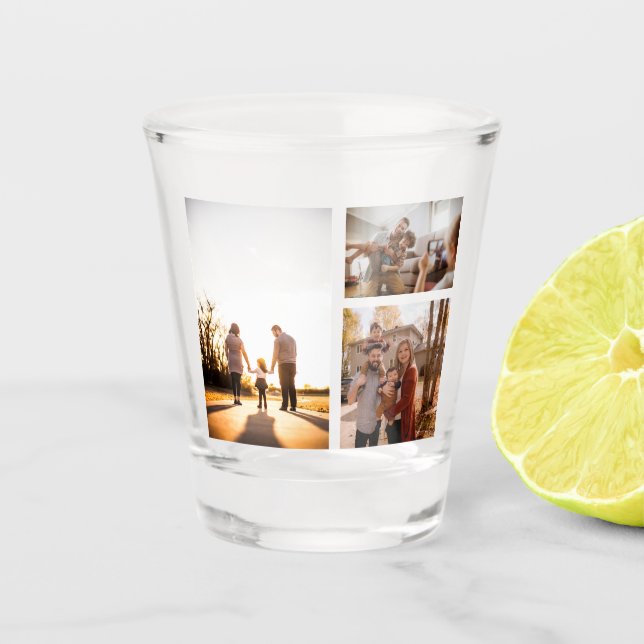 3 Custom Photo Collage Personalised Shot Glass (Front)