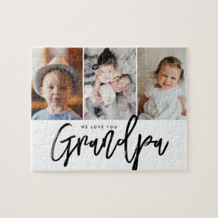 3 custom photos we love you grandpa puzzle gift