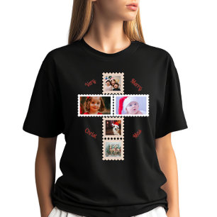 3 Custom Phots Christmas Cross Matching  T-Shirt