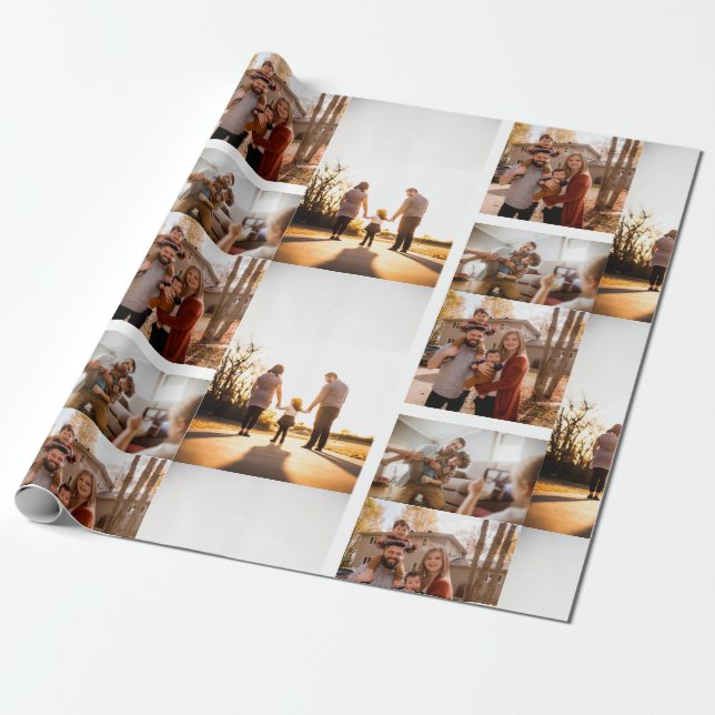 3 Custom Template Photo Collage Wrapping Paper (Unrolled)