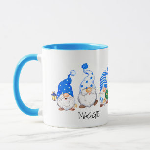 3 Cute Christmas Gnome Custom Name 2 Tone Mug